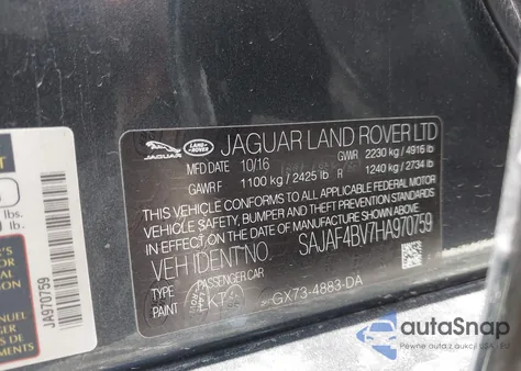 2017 Jaguar Xe 35T R-Sport from USA, damaged, VIN SAJAF4BV7HA970759